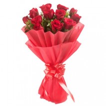 Red Roses Bouquet Fresh Flowers Bunch of 10
